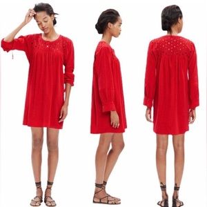 MADEWELL Daybreaker Linen Blend Eyelet Boho Shift Dress